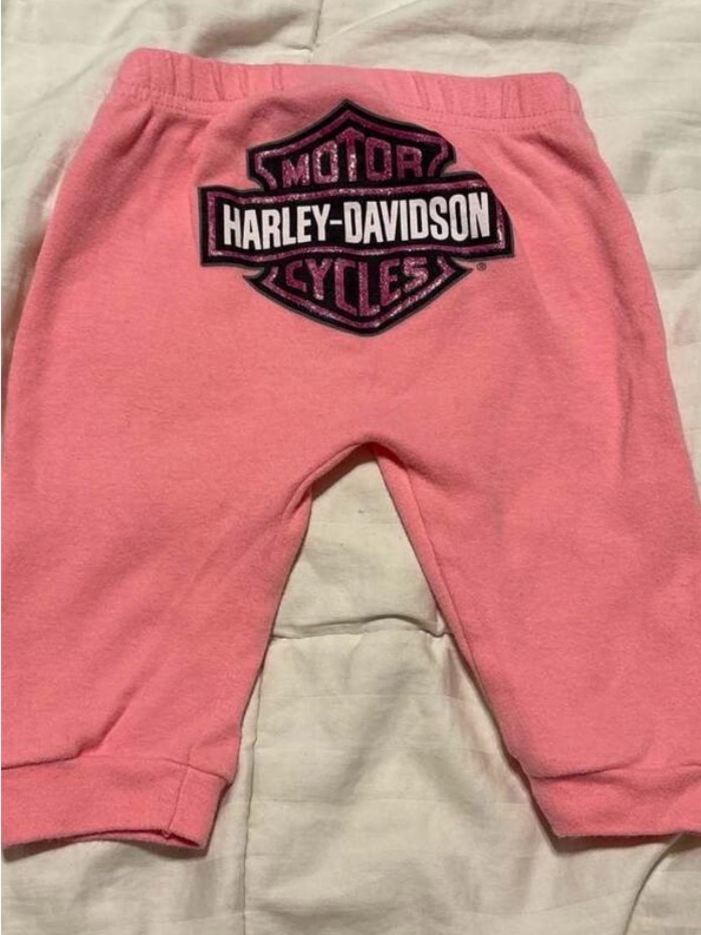 Harley-Davidson Baby Pink Graphic Sweatpants Joggers Size 3/6M